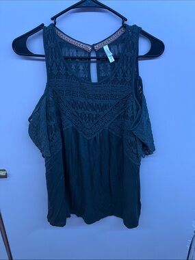 Xhilaration Dark Gray Lace Cold-Shoulder Camisole